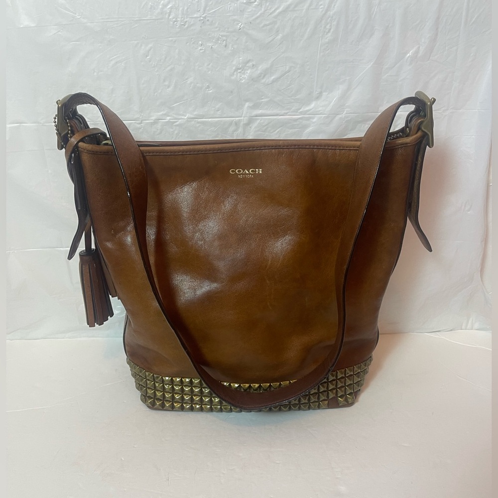 Coach 27141 Legacy Studded brown Leather Duffle bag.